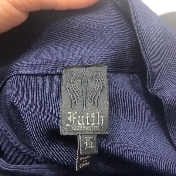 Authentic Faith Connexion Navy w/gold emblem stretch mini skirt - Picture 5 of 5